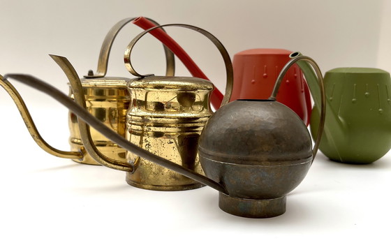 Image 1 of Collection of watering cans – 2× Ebert, 2× brass (1960s) & 1× very old copper can (around 1900)