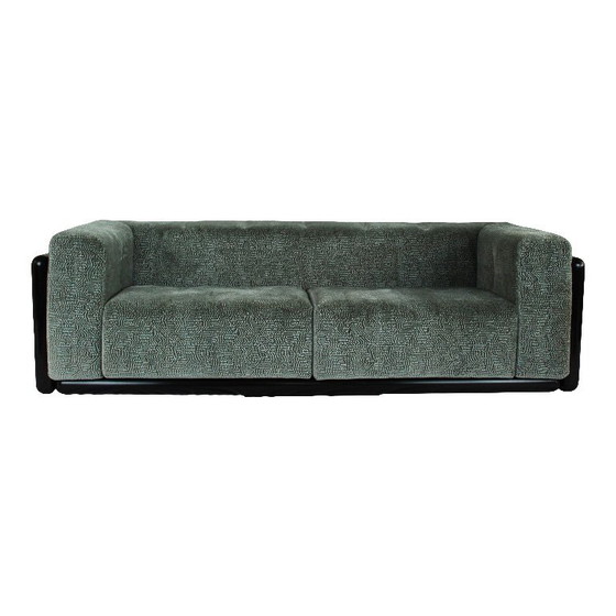 Image 1 of divano cornaro a 2 posti in legno di iroko e velluto jacquard di zimmer + rohde di carlo scarpa per studio simon, italia, 1974