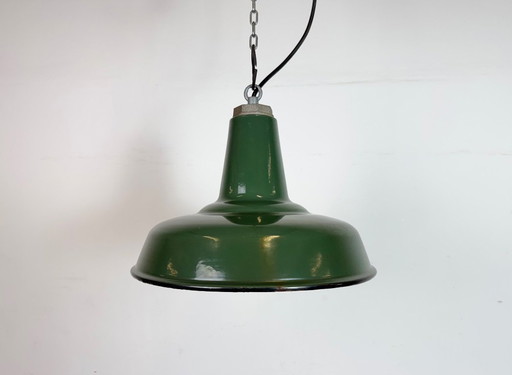 Industrial Green Enamel Factory Pendant Lamp, 1960s