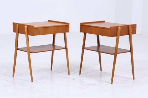 2 vintage teak bedside tables AB Carlström | Mid - Century bedside table 60s | Designer side tables made of real wood #05-22