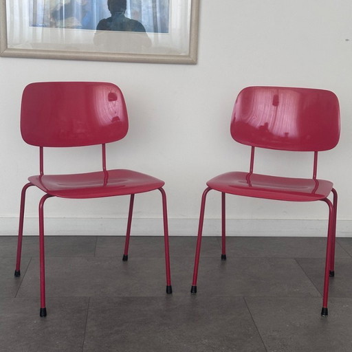 2 Red FSK Revolt chairs, Friso Kramer, Ahrend 1997