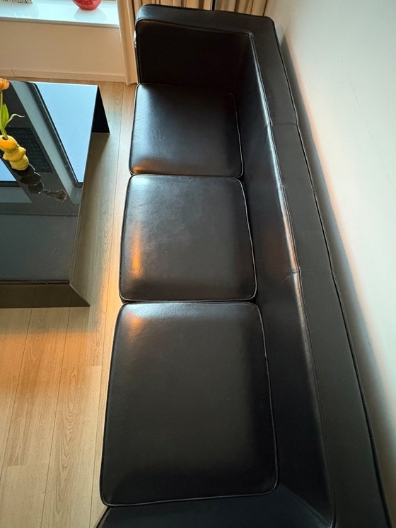 Image 1 of Bauhaus zwart lederen 3-zitsbank