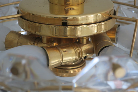 Image 1 of Kinkeldey Kronleuchter aus vergoldetem Messing und facettiertem Glas, 1960er Jahre