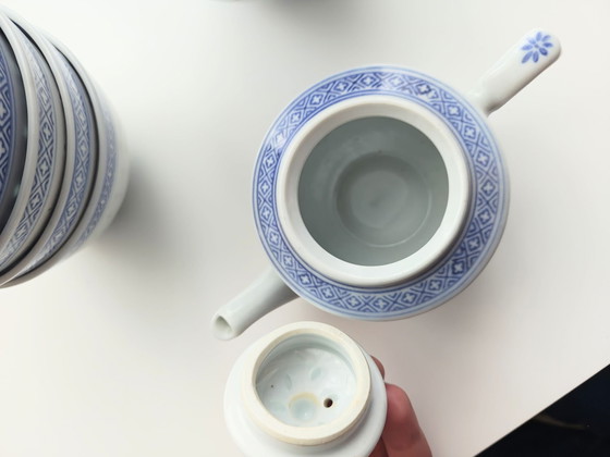 Ciotole tradizionali Jingdezhen a chicco di riso dipinte a mano vintage con mini teiera, Servizi da tavola (foto 13 di 14)