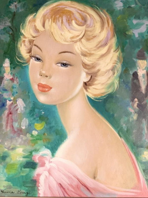 Lucia Longi, Portrait d'une jeune femme, Huile sur toile, années 1950