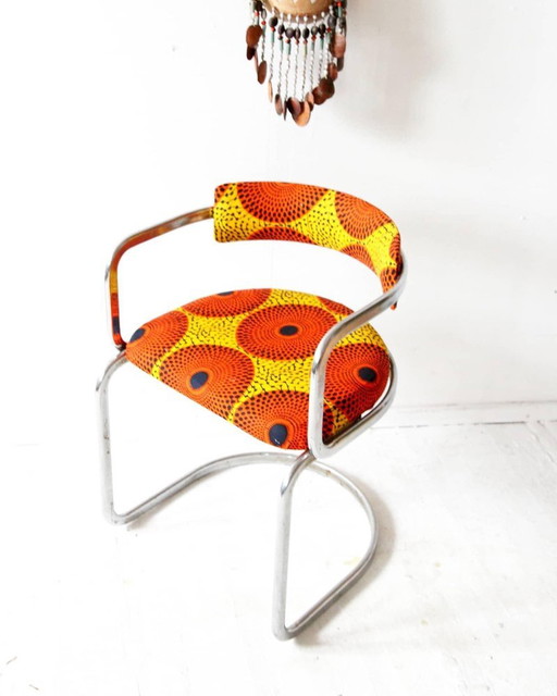 Sillón lounge de acero tubular, años 70