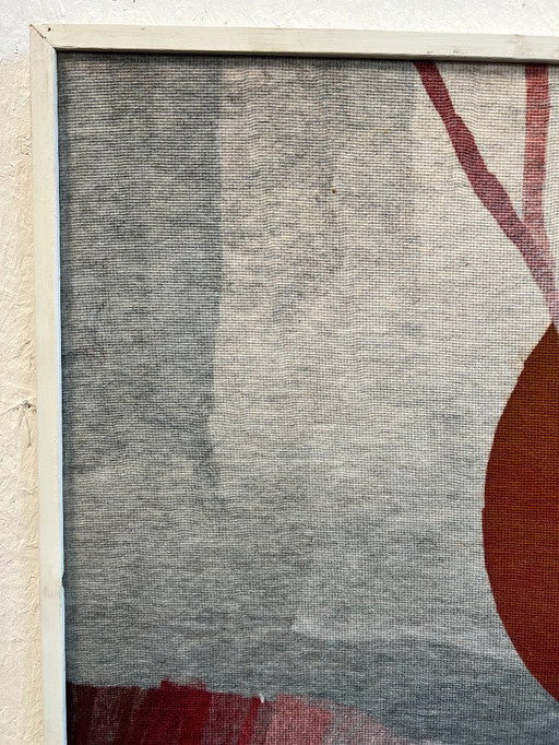 Œuvre d'art, peinture, soleil couchant, peint sur jute, années 1980