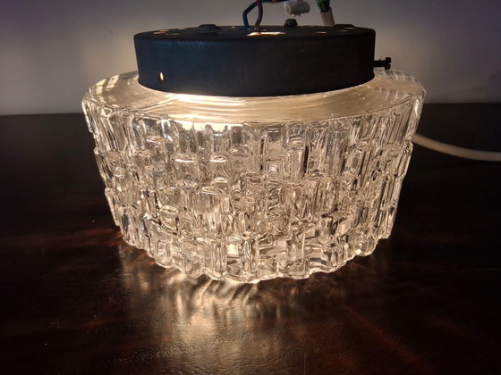 Image 1 of Vintage plafondlamp met labyrint patroon jaren 70