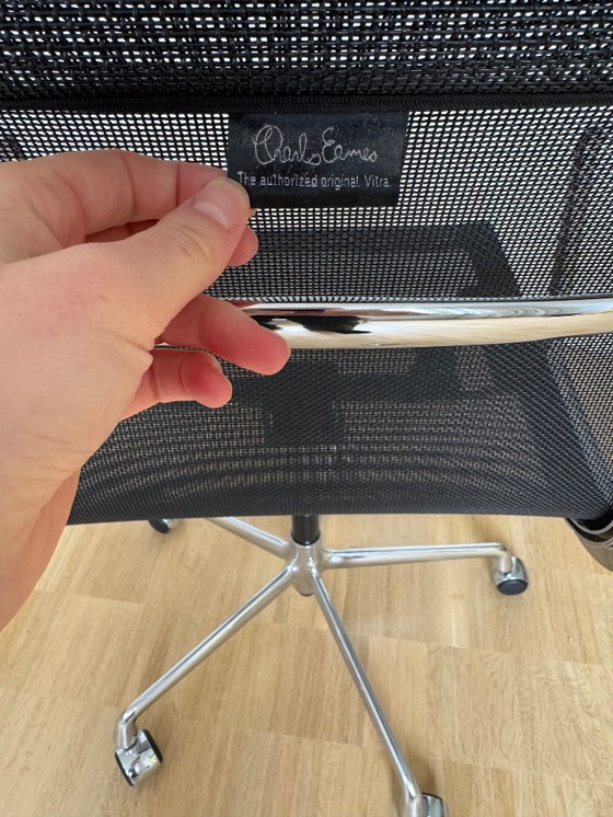 Image 1 of Vitra Eames EA 117 Swivel Chair in Black Netweave - Chrome