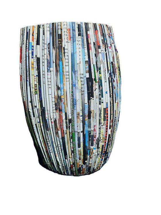 Image 1 of Unique Handmade Ceramic Vase 'Gari' – Indonesian Ceramic Artwork with Recycled Paper