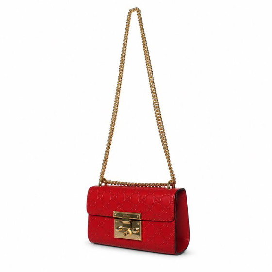 Gucci, borsa Padlock stampata GG in pelle rossa – Borse a tracolla, Calfskin (photo 5 of 14)