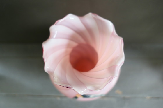 Image 1 of Vintage Opalina Fiorentina Glass Vase Pink