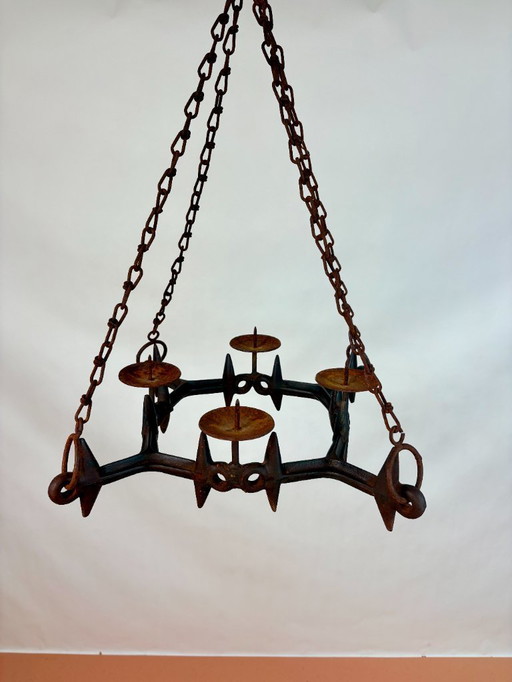 Brutalistischer Kronleuchter aus Gusseisen, 1970er