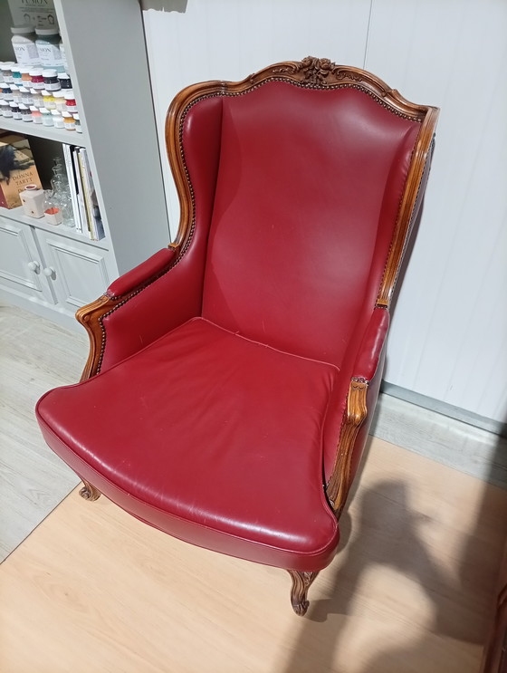 Image 1 of Vintage Fauteuil, Rood Leer