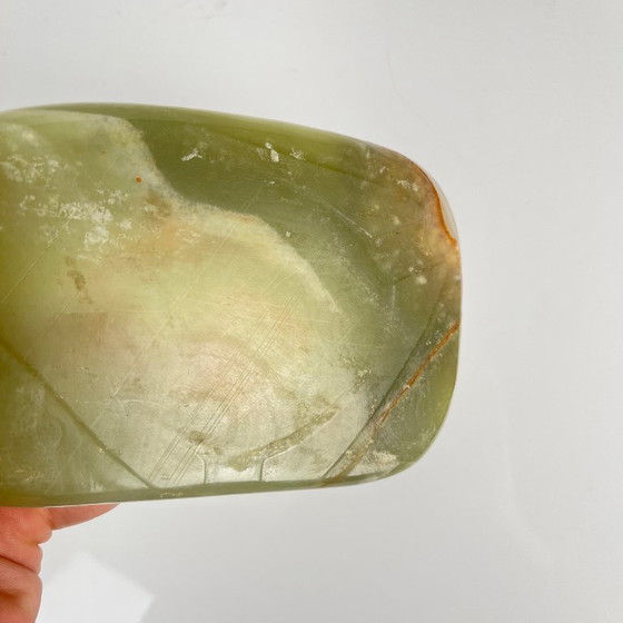 Image 1 of Vintage asbak/sieradenschaaltje uit de jaren 70 van groene onyx – natuursteen