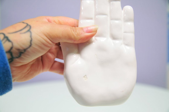 Image 1 of set x2 white porcelain bookend hands