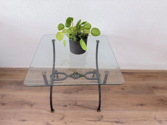 Image 1 of Table d'appoint vintage en fer forgé faite à la main