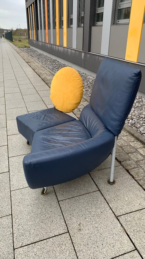 Image 1 of Divano/seduta di design CASSINA in pelle Topkapi blu/grigio - giallo