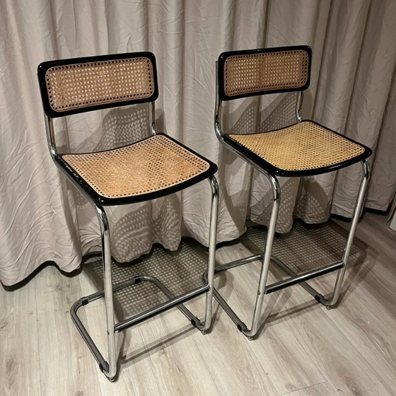 Image 1 of Coppia di sgabelli da bar in stile S32, ispirati a Marcel Breuer, anni '70