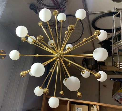 Goldener Sputnik Kronleuchter, 70er Jahre