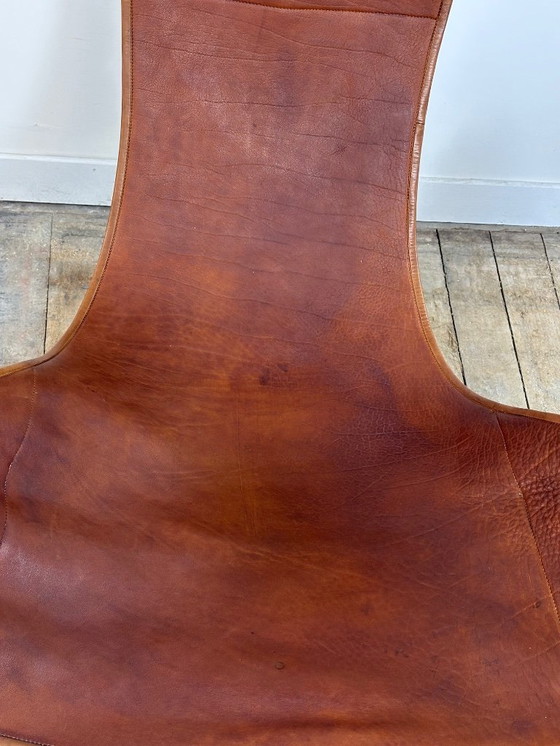 Image 1 of Vintage Danish hanging chair from the 1970s in leather