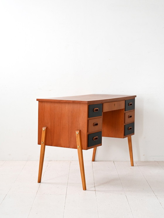 Image 1 of Scandinavian Vintage Desk with Black Drawers