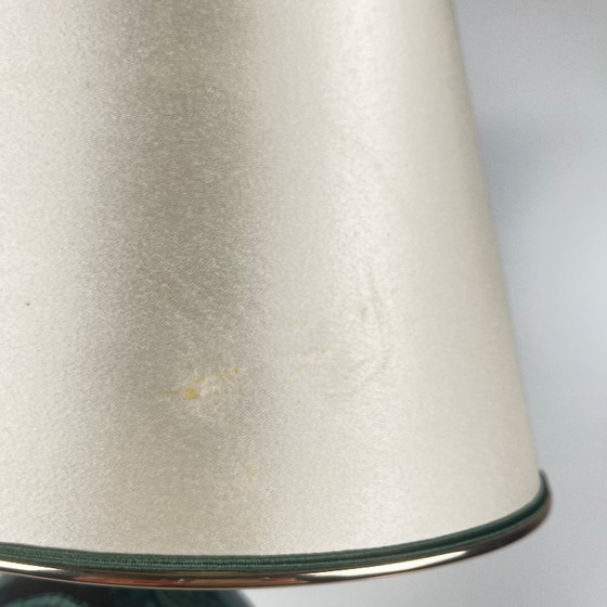 Image 1 of Lampada da tavolo della Maison Le Dauphin in ottone e malachite verde imitazione, 1980