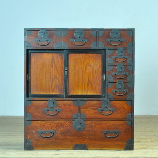 Cassettiera giapponese Tansu, circa 1890