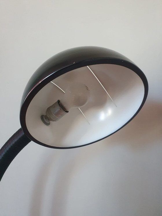 Image 1 of Lampe de lecture noire vintage des années 80 avec abat-jour ajouré.