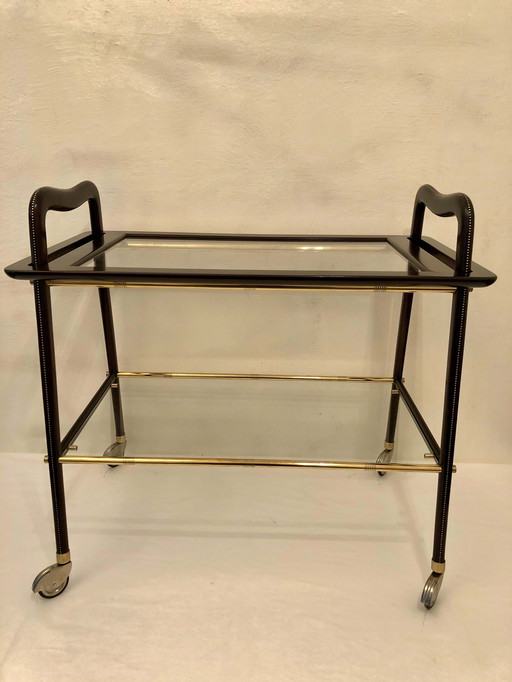 Food trolley with pull-out tray, 1950s