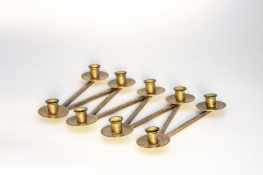 Small Lars Holmstrom Margareta candelstick in brass for Arvika- Sweden - 1940's