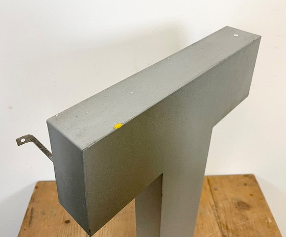 Image 1 of Large Vintage Grey Iron Facade Letter T, 1970s