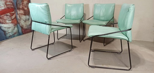 4 x vintage Italian leather dining chairs 