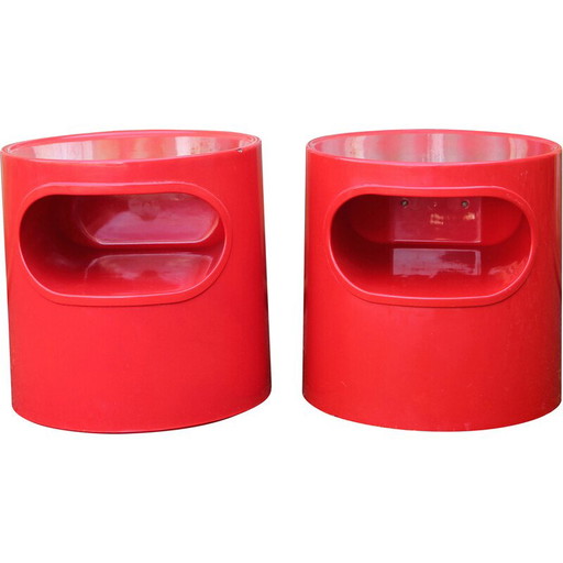 Paire de tables de chevet vintage en fibre de verre "Giano Vano" par Emma Gismondi pour Artemide, 1973