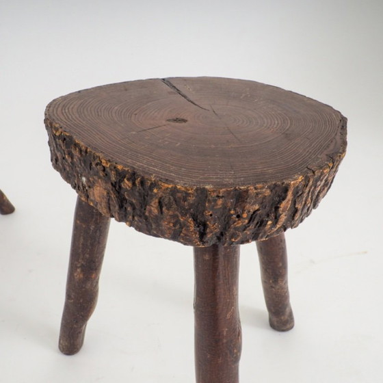 Set of 2 Rustic Hand-Crafted Wooden Stools (photo 13 of 19)