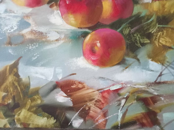 Original Ölgemälde Abstrakter Expressionismus Fruchtstillleben Äpfel im Schnee – Gemälde & Zeichnungen, Canvas (photo 6 of 8)