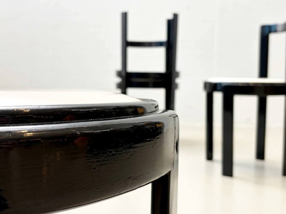Image 1 of Set van 4 zeldzame bijzettafelstoelen van Gianfranco Frattini, Italië, jaren 70.