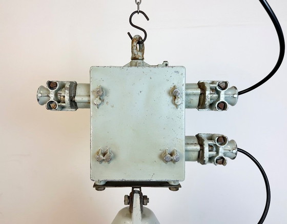 Image 1 of Grey Cast Aluminium Explosion Proof Lamp with Enameled Shade, 1970s