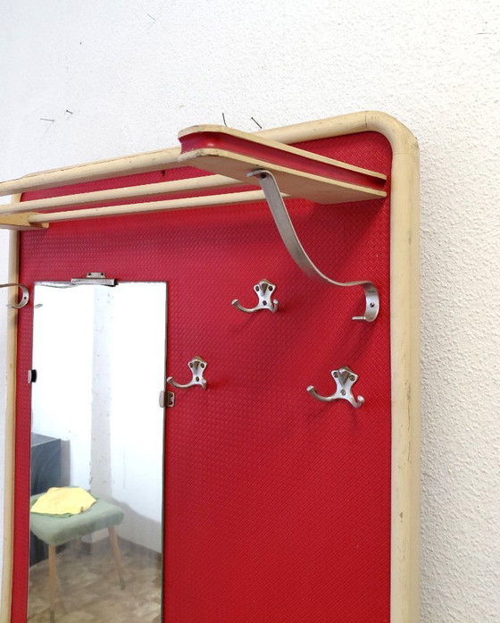 Image 1 of Fifties wall wardrobe in red with ivory white