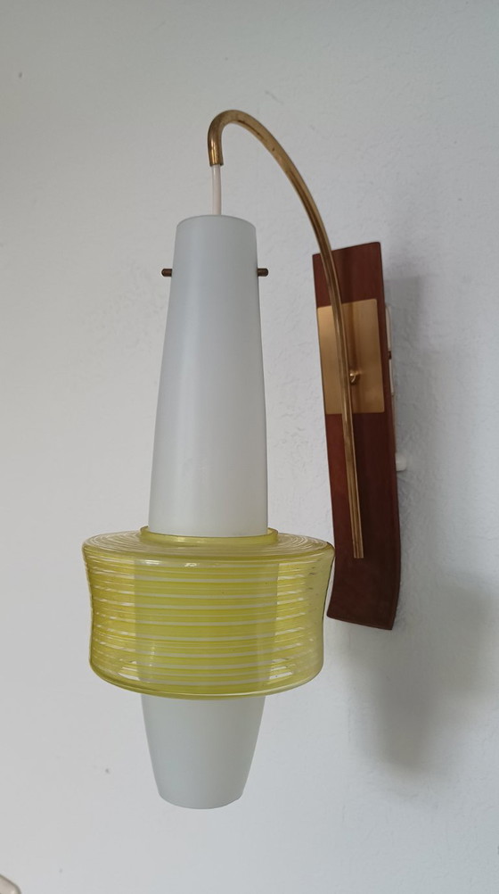 Lampe murale rare des années 1950 – Appliques murales, Glass, Wood (photo 7 of 7)