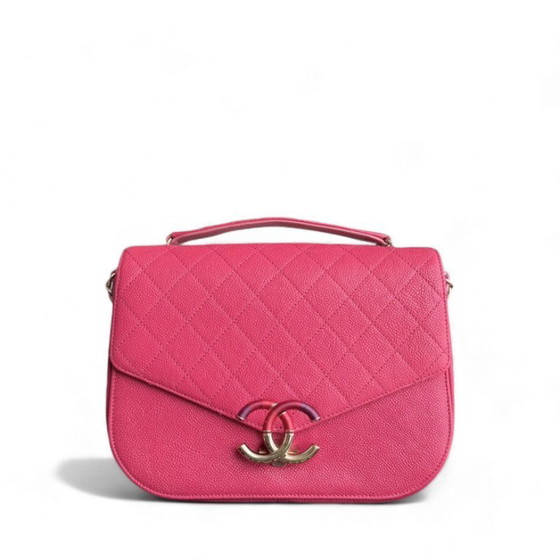 Image 1 of Borsa Chanel Coco Curve Cuba - 25 cm in pelle trapuntata color caviale rosa con finiture dorate Serie 25