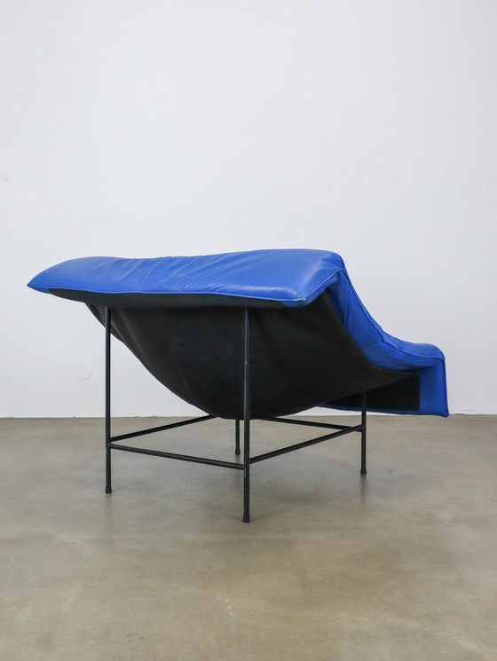 Image 1 of Blue Leather Butterfly Chair Gerard Vd Berg For Montis