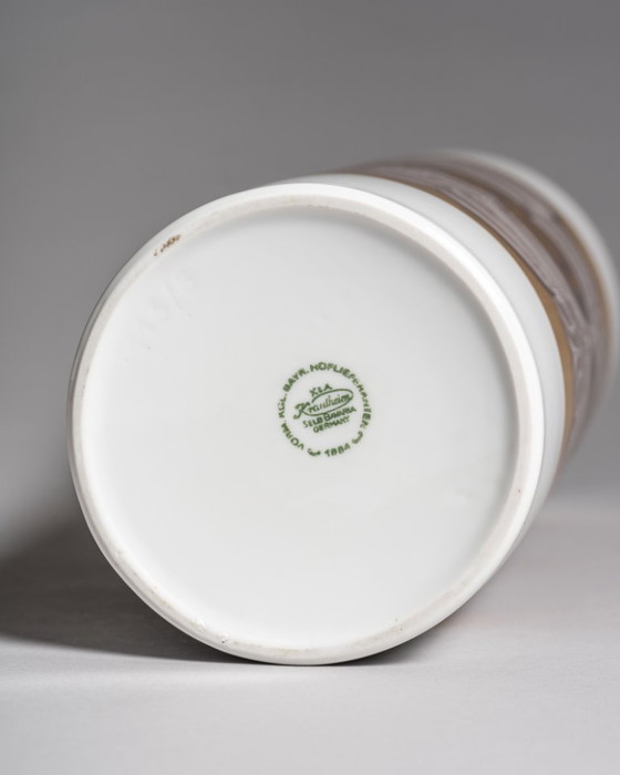Image 1 of Vaso da pavimento XL raro e vintage in porcellana tedesca K&A Krautheim, decorazione Op Art dorata, 35 cm