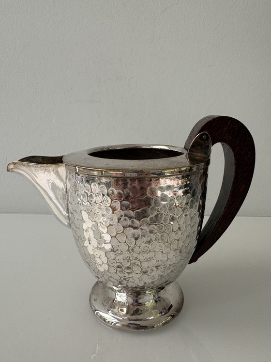 Art Deco Four-Piece Coffee and Tea Crockery | 1925-1930 | Hammered Silver-Plated Metal – Wood (photo 10 of 15)