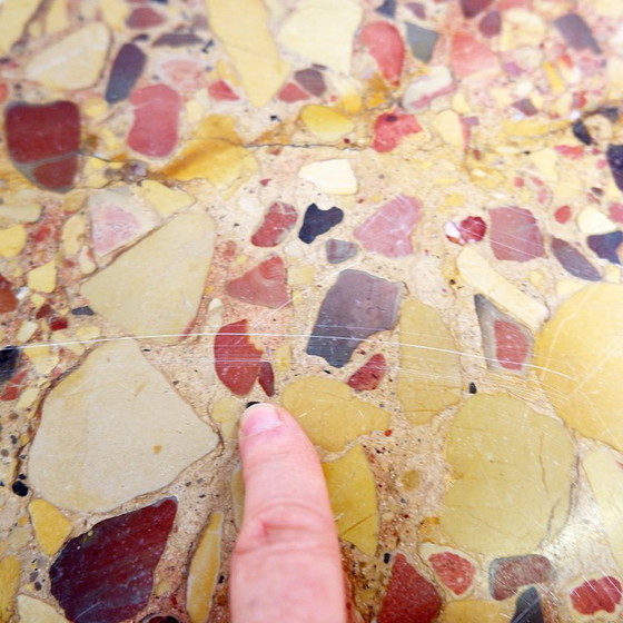 Image 1 of Round wooden coffee table with an Aleppo breccia marble top