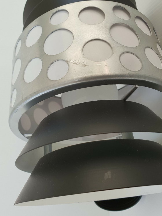 Image 1 of Lampada a sospensione vintage scandinava-danese degli anni '60 in acciaio laccato nero.