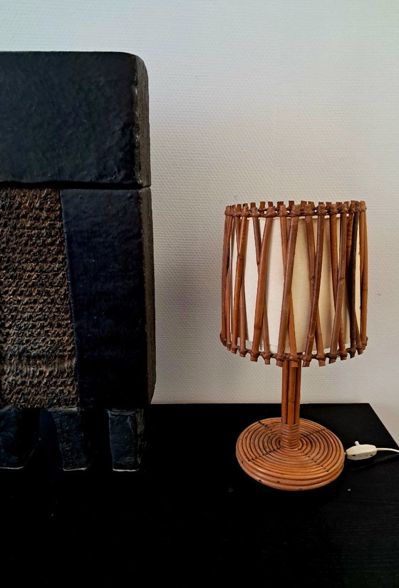 French Rattan Table Lamp. Attributed To Louis Sognot (photo 2 of 7)