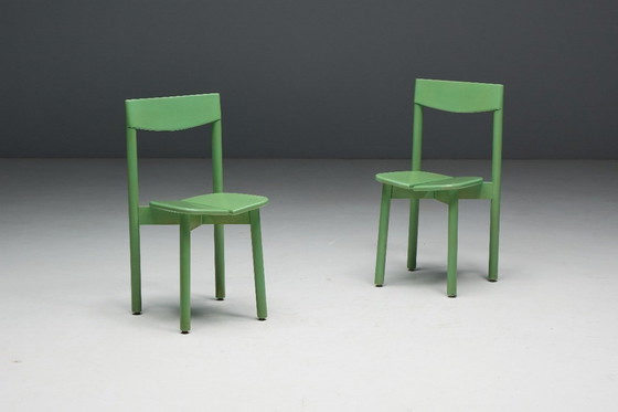 Image 1 of Groene eetkamerstoelen van Pierre Gautier Delaye, Frankrijk, 1965