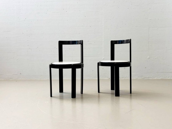 Image 1 of Set van 4 zeldzame bijzettafelstoelen van Gianfranco Frattini, Italië, jaren 70.