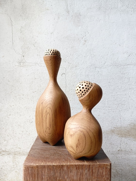Image 1 of Set aus zwei massiven Eichenskulpturen